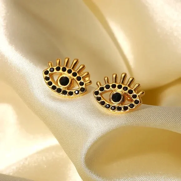 NEW💎18K Gold Plated Evil Eye Stud Earrings* - Picture 4 of 5